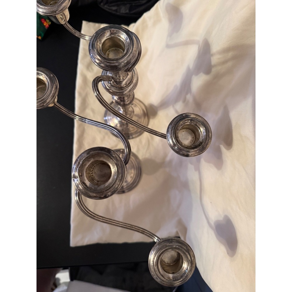 Gorham Sterling Silver Weighted 3-Light Candelabra Pair Convertible 808/1 Set 2 - Picture 8 of 12